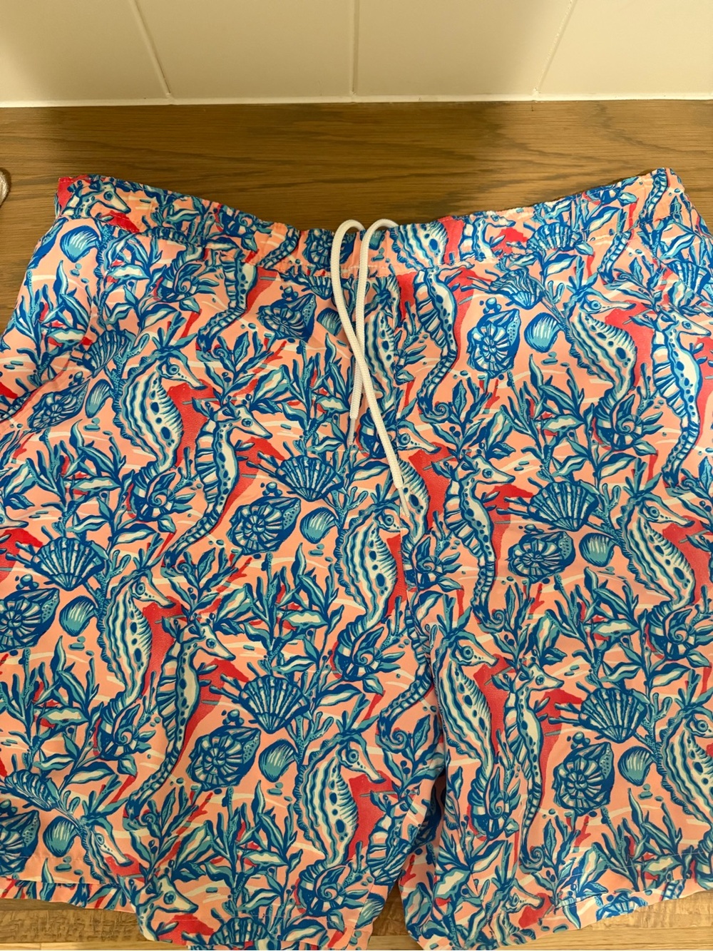 Vineyard Vines Pink & Blue Tropical Print Swim Trunks